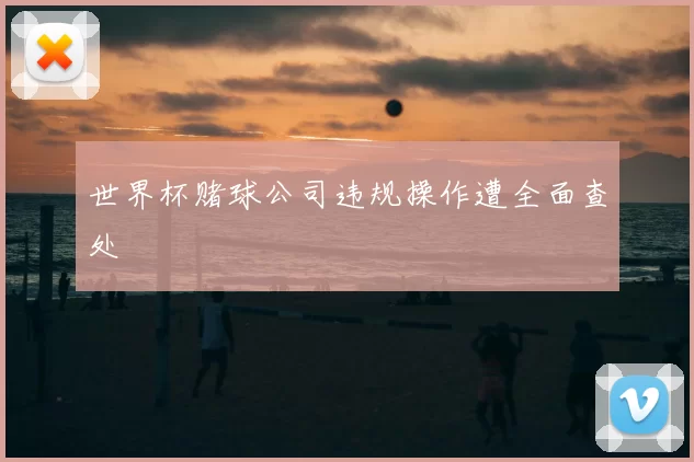 世界杯赌球公司违规操作遭全面查处
